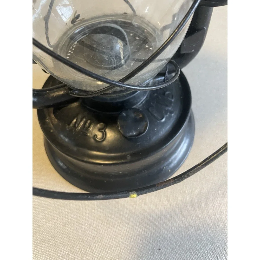 Antique Early Oil Lantern Vtg Hibbard Spencer Bartlett Co Lantern NO3 Lamp Black